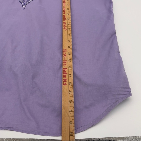 Angelino Men’s Dress Shirt 18 Lavender Cross Embroidery Button Front Cotton - Picture 14 of 15